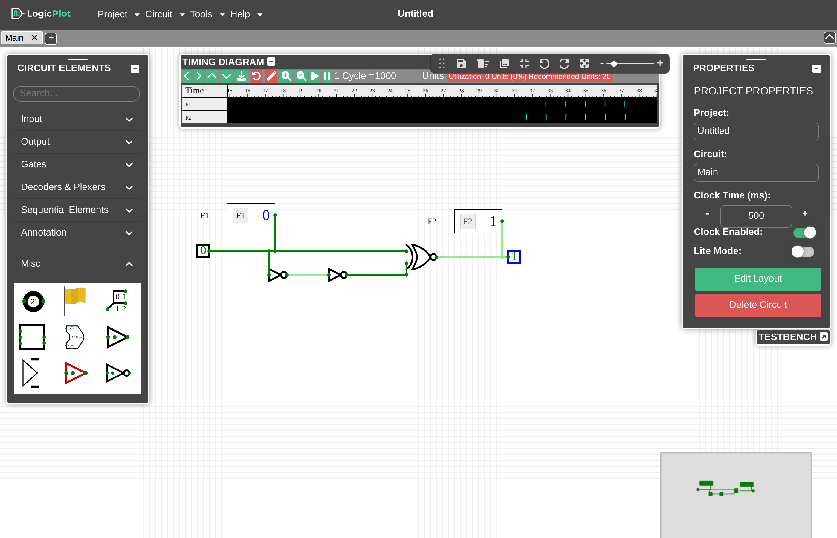 Key features of the LogicPlot simulator