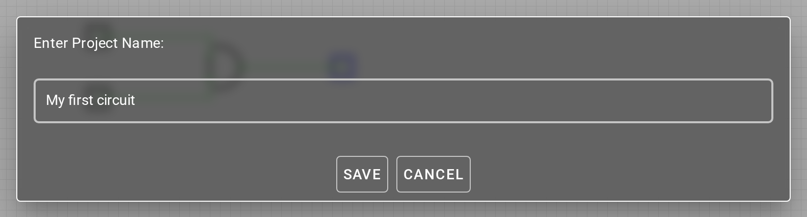 The project name prompt shown when saving offline